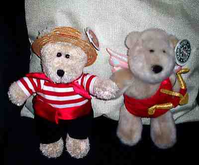 Starbucks Coffee ~ 2 Valentine Bears 2001 Angel, & 2003 on Foot Goldola, Tags - Sold on eBay Nov, 30th 2018 for $8.00