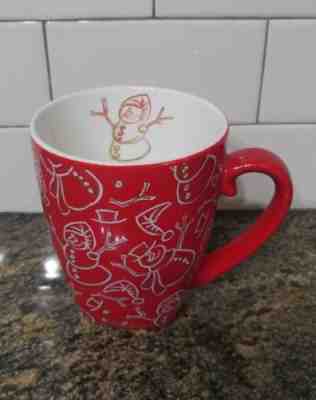 Large 20oz Starbucks MUG / CUP BARISTA 2001 Christmas RED Snowman White Gold - Sold on eBay Nov, 30th 2018 for $22.00