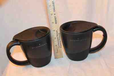 2001 Starbucks Black Plastic Coffee Mugs with Lid 12 oz Travel - Sold on eBay Nov, 29th 2018 for $16.00