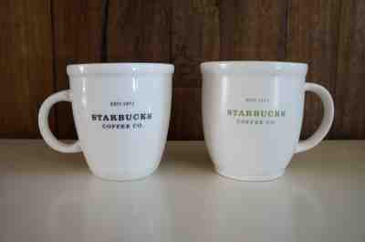 Set of 2 - Starbucks Coffee 2001 ABBEY-WHITE BARISTA 18oz large coffee mugs 2007 - Sold on eBay Nov, 29th 2018 for $33.99