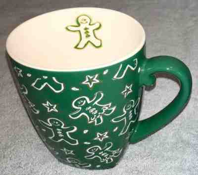 Starbucks Barista Gingerbread Man 2001 Mug Green Gold White Christmas 18 Oz - Sold on eBay Nov, 27th 2018 for $5.00