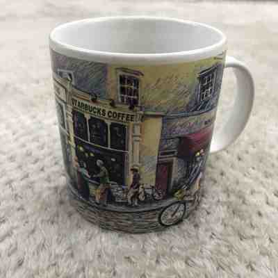 Starbucks 2001 Barista Mug 2026 Storefront Old Fashioned Street Scene Bicycle - Sold on eBay Oct, 3rd 2018 for $3.25