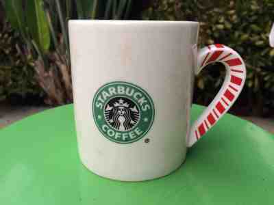 Starbucks Barista Coffee Mug Cup Christmas 2001 Candy Cane Handle Snowflakes - Sold on eBay Oct, 1st 2018 for $20.00