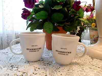 2 STARBUCKS BARISTA Espresso 6 oz CUPS 2002 Black White ABBEY MUGS COLLECTION   - Sold on eBay Nov, 29th 2018 for $7.95