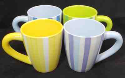 Set 4 Starbucks Coffee Barista Striped Yellow Green Blue Purple Mug Tea Cup 2003 - Sold on eBay Nov, 30th 2018 for $59.95