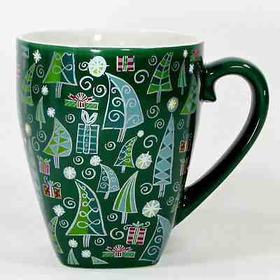 Starbucks Barista TREES & GIFTS 18oz Mug Cup Green Silver Christmas 2003 Square - Sold on eBay Nov, 29th 2018 for $24.95