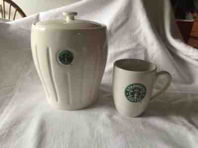 Starbucks Barista 2003 White Ceramic Coffee Tea Biscuit Canister Cookie Jar - Sold on eBay Nov, 28th 2018 for $9.00