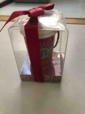 NIB Starbucks Ceramic Red 2004 Ornament hot cup tumbler to go holiday Mermaid - Sold on eBay Nov, 30th 2018 for $8.25