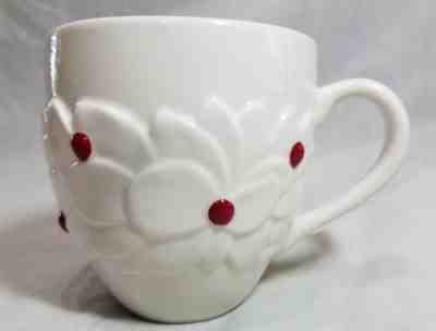 Starbucks Mug 2004 Cup Holiday White Embossed Poinsettia Red Berries Flowers EUC - Sold on eBay Nov, 28th 2018 for $14.99