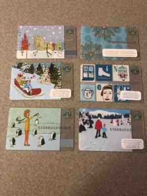 STARBUCKS CARD LOT OF 6 BLUE CHRISTMAS HOLIDAY 2005 2006 2007 2008 PINS INTACT - Sold on eBay Nov, 28th 2018 for $10.00