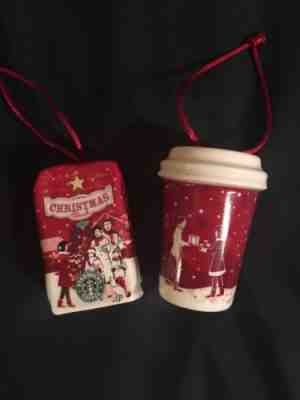 Starbucks Christmas Ornaments:  Bag of Coffee and Coffee Cup - both 2007 - Sold on eBay Nov, 30th 2018 for $8.00