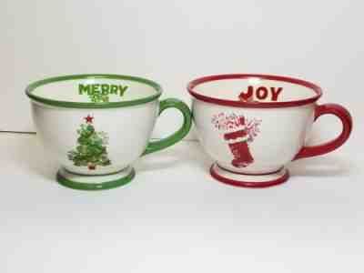 (2) Starbucks Holiday Christmas 2007 Coffee Mugs Cups Red Joy / Merry - Sold on eBay Nov, 30th 2018 for $7.00