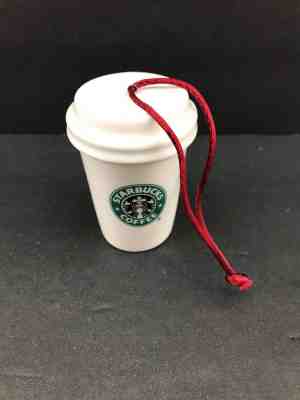 Starbucks Holiday Christmas Coffee White Hot Drink To Go Cup Mug Ornament 2007  - Sold on eBay Nov, 30th 2018 for $9.99