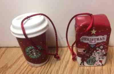 Starbucks Christmas Ornaments:  Bag of Coffee and Coffee Cup - both 2007 - Sold on eBay Nov, 29th 2018 for $15.61