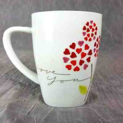 Starbucks Coffee I LOVE YOU Mug 2007 Heart Petals Hearts on Handle 12 fl oz - Sold on eBay Nov, 29th 2018 for $9.95