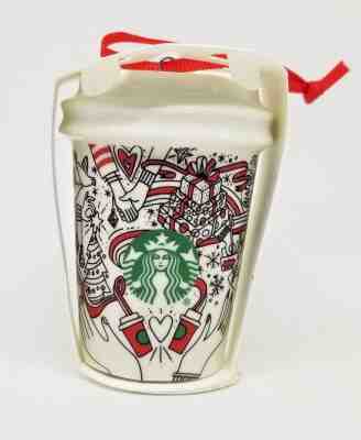 Starbucks Coffee 2017 Siren Heart Red Cup Ceramic Christmas Tree Ornament Gifts  - Sold on eBay Dec, 1st 2018 for $7.59