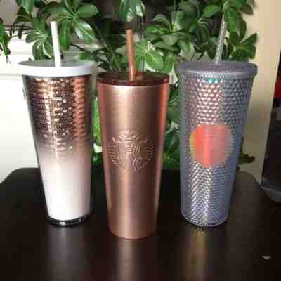 Starbucks 2018 Holiday Rose Gold glitter, Ombré & Iridescent Rainbow Cup Bundle - Sold on eBay Dec, 1st 2018 for $94.99