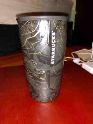 NEW Starbucks Black Swirl Design Ceramic Traveler Tumbler Coffee Cup Mug 12 Oz - Sold on eBay Dec, 1st 2018 for $11.31