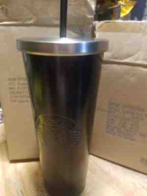 NEW 2017 Starbucks Matte BLACK Stainless Steel Tumbler 24oz Venti Cold Cup - Sold on eBay Dec, 1st 2018 for $12.25