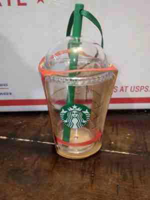 NEW 2015 STARBUCKS ORNAMENT DOME CLEAR COLD CUP FRAPPUCCINO GREEN STRAW - Sold on eBay Dec, 1st 2018 for $12.99