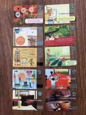 Lot of 10 Collectible Starbucks Gift Cards 2001-2007 Pins Intact - Sold on eBay Dec, 1st 2018 for $12.50