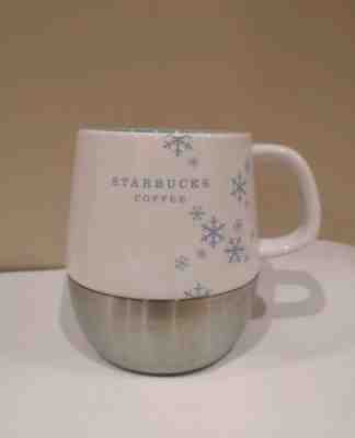 Starbucks Coffee Snowflakes Holiday Mug 14 Oz 2007 Stainless Steal Bottom - Sold on eBay Dec, 1st 2018 for $10.99