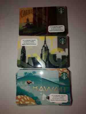 75 x Starbucks Card HAWAII NY CALIFORNIA LOT!25 of each! - Sold on eBay Dec, 1st 2018 for $22.00