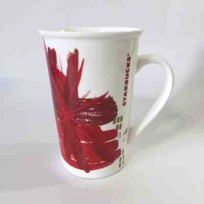 Starbucks Christmas Poinsettia Flower Tall Coffee Mug Red Gold 2014 12 oz  - Sold on eBay Dec, 1st 2018 for $7.99