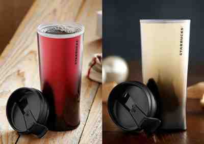 Starbucks Gradient Double Wall Tumbler Red/Black Gold/Black 12 Oz Gift Acrylic - Sold on eBay Dec, 1st 2018 for $14.95