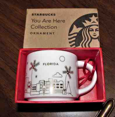 Starbucks Christmas Ornament "You Are Here" - "Florida" - Demitasse Cup - NIP - Sold on eBay Dec, 1st 2018 for $9.00