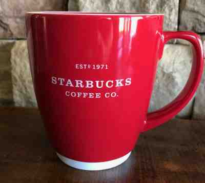 Starbucks Coffee Co Est 1971 Red White Trim Abby Mug 16oz - Sold on eBay Dec, 1st 2018 for $12.99