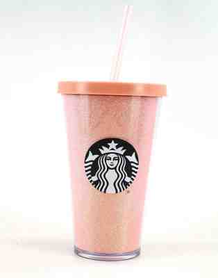 Starbuck 2017 Pink Rose Gold Glitter 16 oz Grande Cold Tumbler Cup  - Sold on eBay Dec, 1st 2018 for $59.99