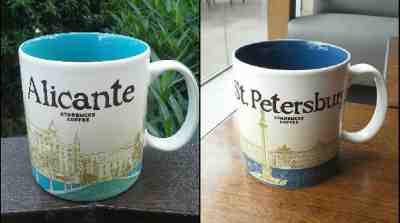 2 Original Starbucks City Mugs 16 oz ALICANTE & ST.PETERSBURG Series 2016-2017