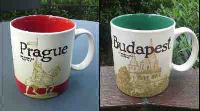 2 Original Starbucks City Mugs 16 oz PRAGUE & BUDAPEST Series 2016-2017 - Sold on eBay Dec, 1st 2018 for $40.00