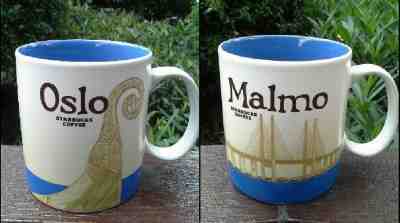 2 Original Starbucks City Mugs 16 oz OSLO & MALMO Series 2016-2017 - Sold on eBay Dec, 1st 2018 for $40.00