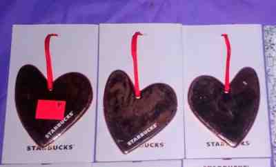 LOT OF 3 STARBUCKS HEART ROSE GOLD CHRISTMAS ORNAMENTS 2017 NEW ON CARDS - Sold on eBay Dec, 1st 2018 for $10.00