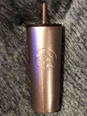 2018 Starbucks Rose Gold Pink Glitter Cold Cup Tumbler 26oz Venti Brand New! - Sold on eBay Dec, 1st 2018 for $39.99