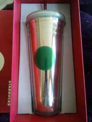 Starbucks 2012 Dot Collection Glossy Gold 24oz Venti Cold Cup New In Box - Sold on eBay Nov, 30th 2018 for $19.95