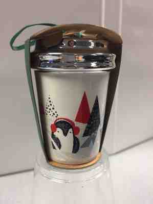 Starbucks porcelain ornament 2016 Penguin Limited Edition Silver Cup - Sold on eBay Dec, 1st 2018 for $19.99