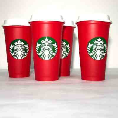 LOT OF 4 - NWOT Starbucks Reusable 16 oz Cups Limited Edition Red Holiday 2018  - Sold on eBay Dec, 1st 2018 for $23.00