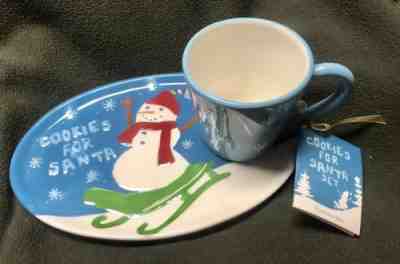 NWT STARBUCKS COFFEE 2006 Cookies For Santa Cup And Plate - Snowman Sledding - Sold on eBay Dec, 1st 2018 for $19.99
