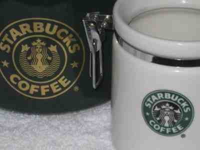 2 Vtg STARBUCKS CANISTERS FULL SPLIT MERMAID TAIL 5.5" Bee House JAPAN 2007 4.5" - Sold on eBay Dec, 1st 2018 for $12.99