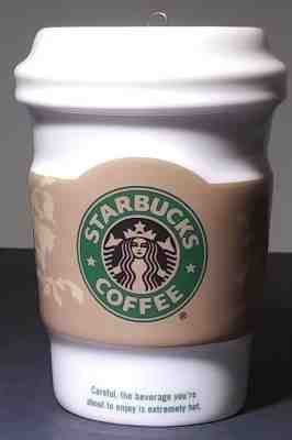 Holiday 2008 Starbucks White Ceramic Coffee Cup Christmas Ornament Mermaid Logo - Sold on eBay Dec, 1st 2018 for $9.99