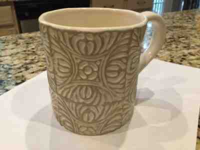 2009 Starbucks Embossed Textured Mug Cream Gray 14 oz Hand Painted EUC - Sold on eBay Dec, 1st 2018 for $10.00