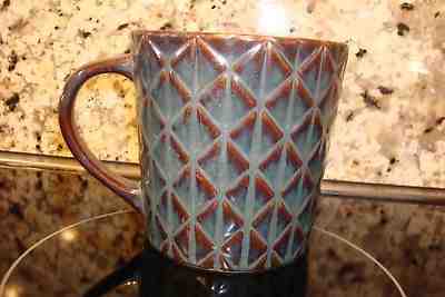 RARE STARBUCKS COFFEE 2009 BLUE Brown DIAMOND Pattern 16 OZ Mug - Sold on eBay Nov, 30th 2018 for $25.89