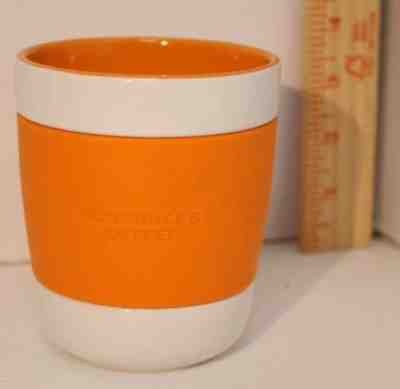 Starbucks 2009 Orange White Ceramic Tumbler 12 oz Cup Mug Rubber Grip No Handle - Sold on eBay Nov, 30th 2018 for $17.99