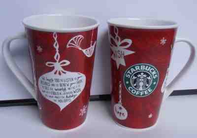 NWT Set 2 Starbucks 2009 Christmas Coffee Mugs Mermaid Logo Red Holiday Cup Pair - Sold on eBay Nov, 28th 2018 for $28.00