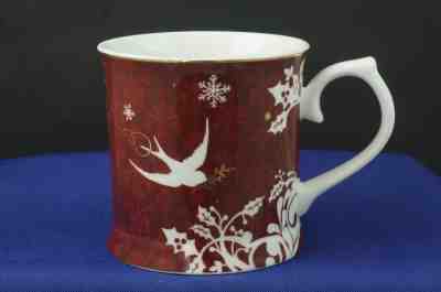 Starbucks 12-oz/ Christmas Mug 2010, Deep Red w/Gold Trim, by Rosanna - Sold on eBay Dec, 1st 2018 for $6.00