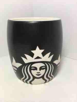 Starbucks 2011 Mermaid Barrel Mug Laser Cut Matte Finish Black White Coffee 14oz - Sold on eBay Dec, 2nd 2018 for $9.99