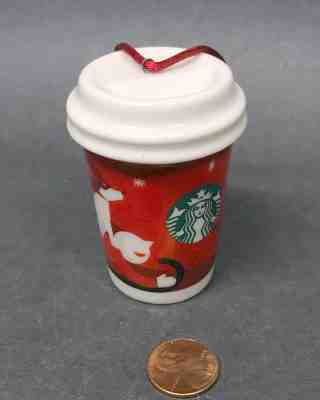 Starbucks Ceramic Red Logo Coffee Cup Holiday Ornament 2011 2.5" Retired - Sold on eBay Dec, 1st 2018 for $7.99